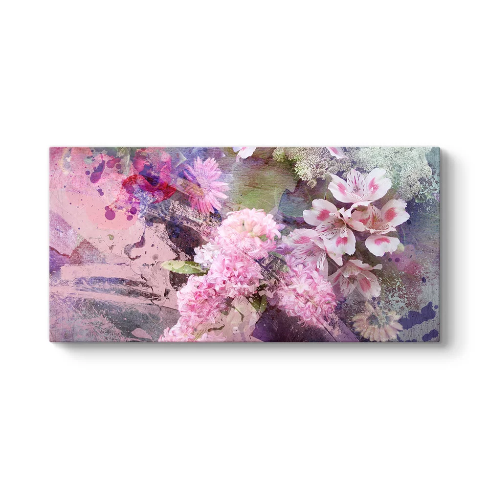 Pembe Beyaz Çiçekler Tablosu - Model 5